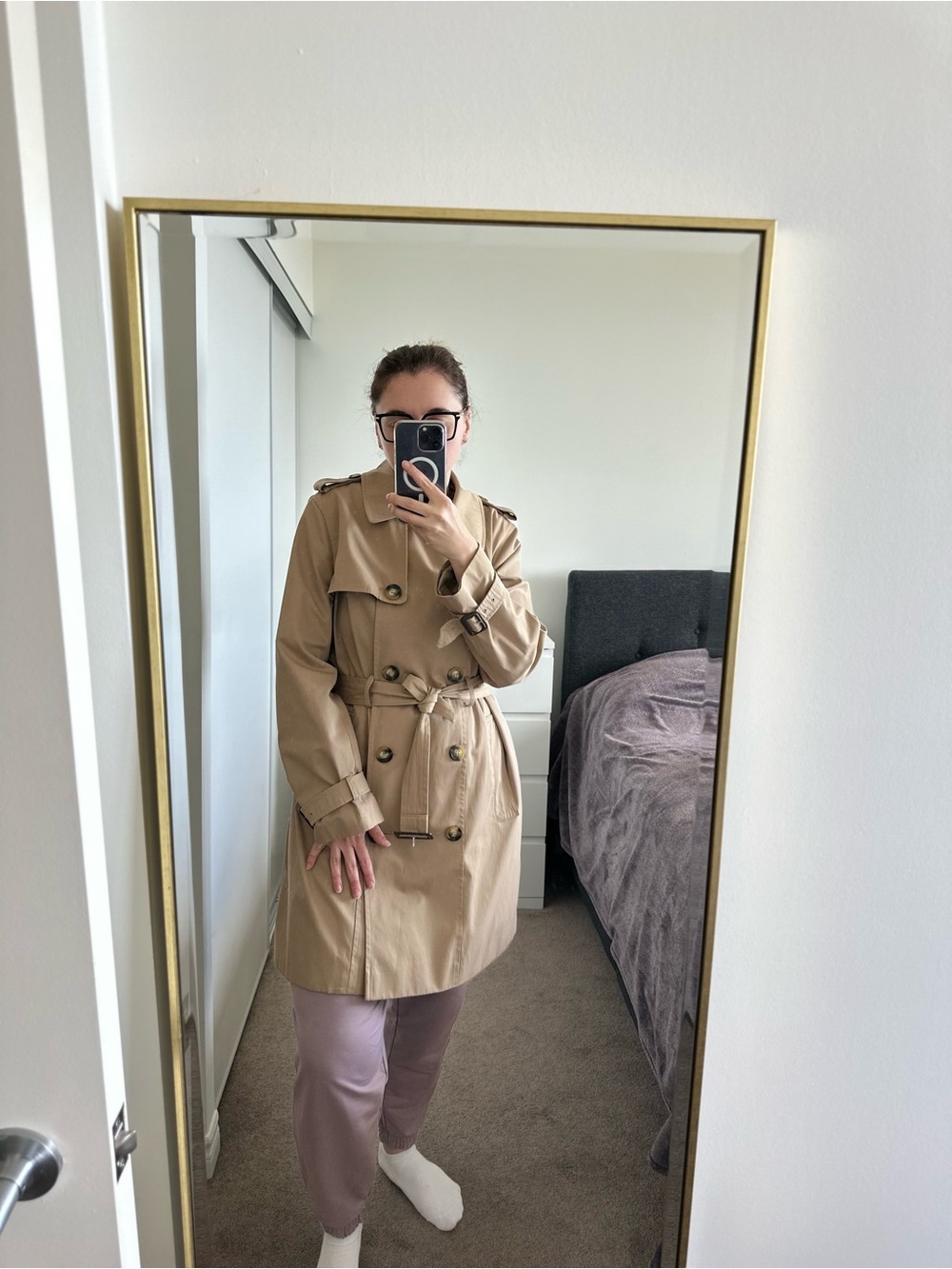 Marks & Spencer Double-Breasted Beige Trench Coat